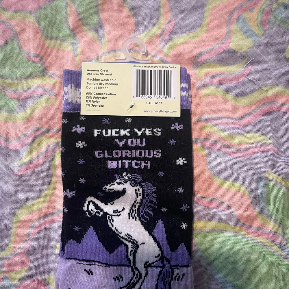 Groovy Things Lavender Novelty Socks - Unicorn Design